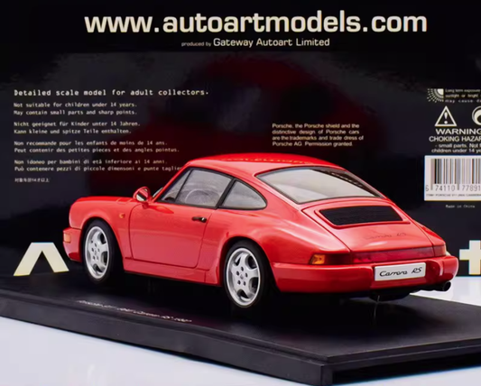 AUTOart 1:18 Porsche 964 RS 1992 Red Diecast Model