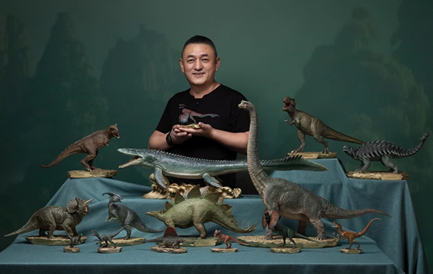 Statua in ottone di Brachiosauro TONGSHIFU 1/8 Jurassic World Ltd 500 n. 001