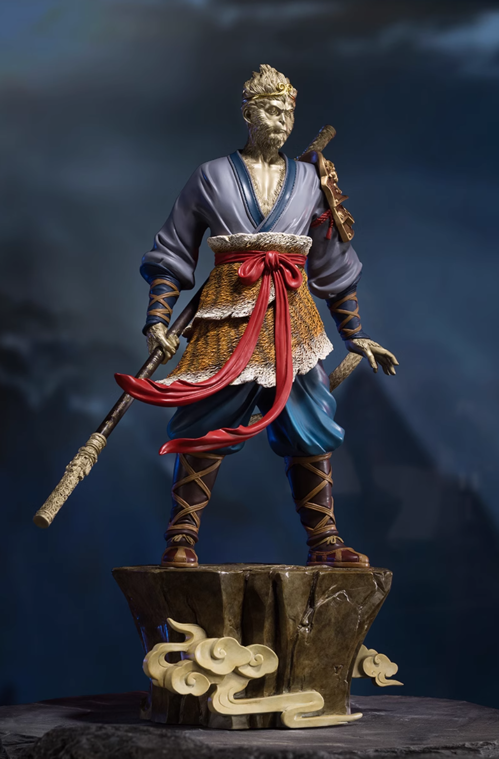 TONGSHIFU Monkey King Brass Statue Heroic Wukong Full Metal Black Myth Style
