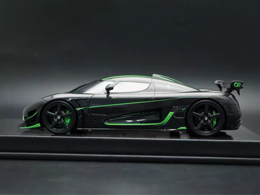 VMB 1/18 Koenigsegg Agera R+ Full Carbon Green Stripe Resin Model