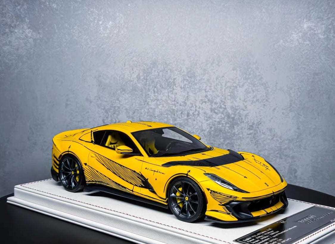 Davis&Giovanni 1/18 ferrari 812 competizione matte yellow resin model – limited 20