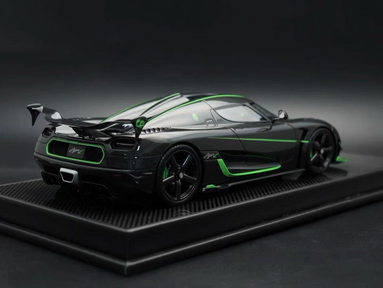 VMB 1/18 Koenigsegg Agera R+ Full Carbon Green Stripe Resin Model