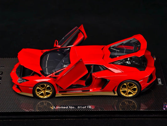 MCM 1/18 Lamborghini Aventador LP700-4 Red Gold Trim | Full Open Resin Model