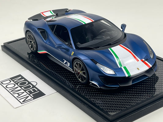 BBR 1/18 Ferrari 488 Pista Piloti Abu Dhabi Blue Limited 10pcs carbon base No 6