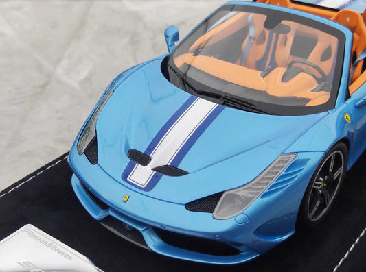 HH 1/18 Ferrari 458 Speciale Aperta Resin Model – Grigio Allou Blue Silver – HH338