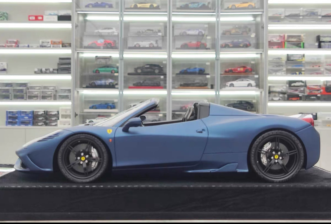 HH 1/18 Ferrari 458 Speciale Aperta Resin Model – Matte Abu Dhabi Blue – HH340