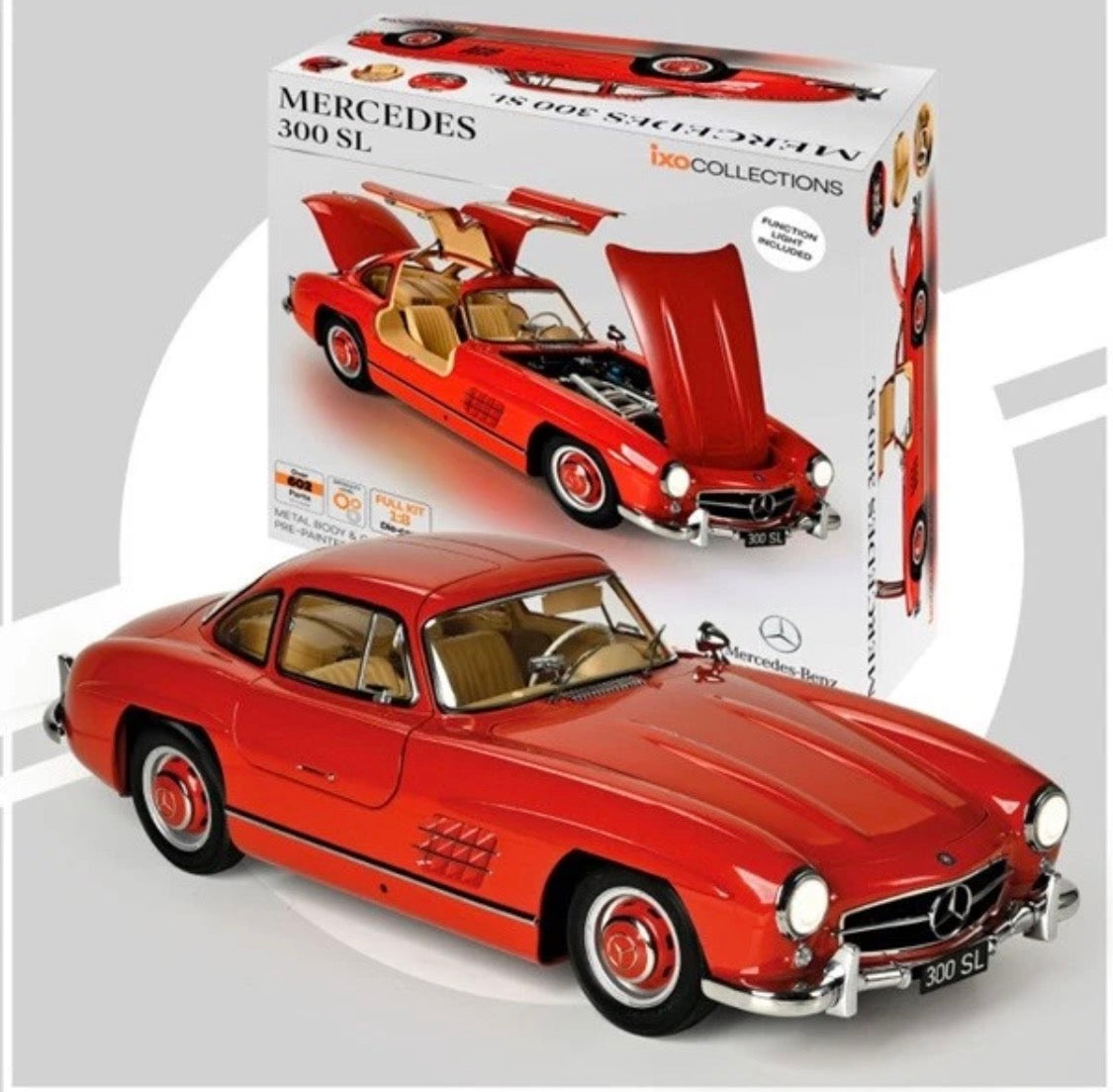 IXO 1/8 Mercedes-Benz 300 SL Gullwing Diecast Model Red Opening Version