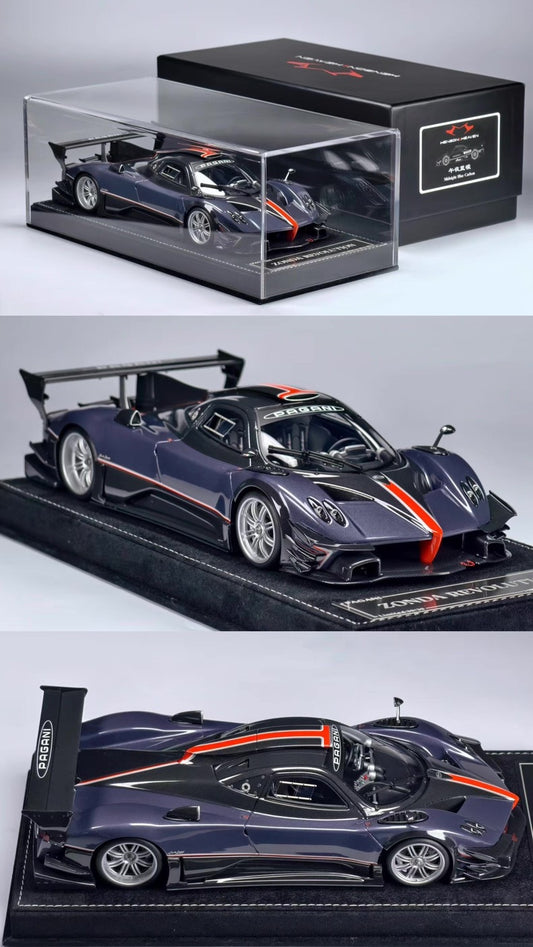 HH 1/18 Pagani Zonda R & Zonda Revolucion Midnight Blue Carbon Resin Model