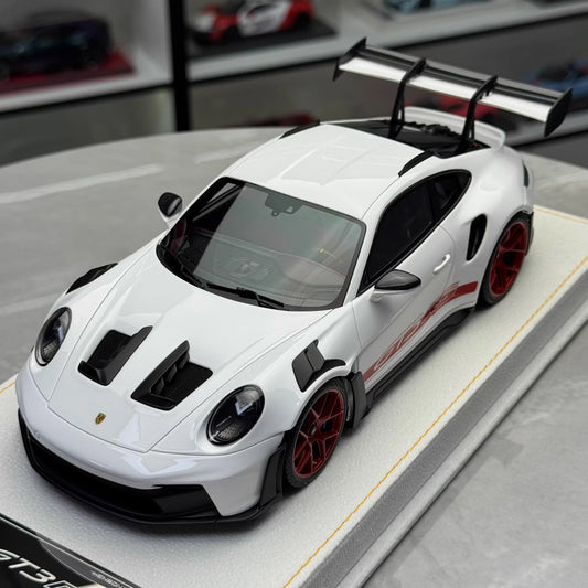 HH 1:18 Porsche 911 GT3 RS (992.1) Limited Resin Model · White/Red Wheels