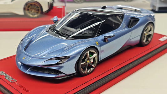 MR 1/18 Ferrari SF90 Stradale Resin Model – Atelier & Tailor Made Ice Blue (One-Off 01/01)