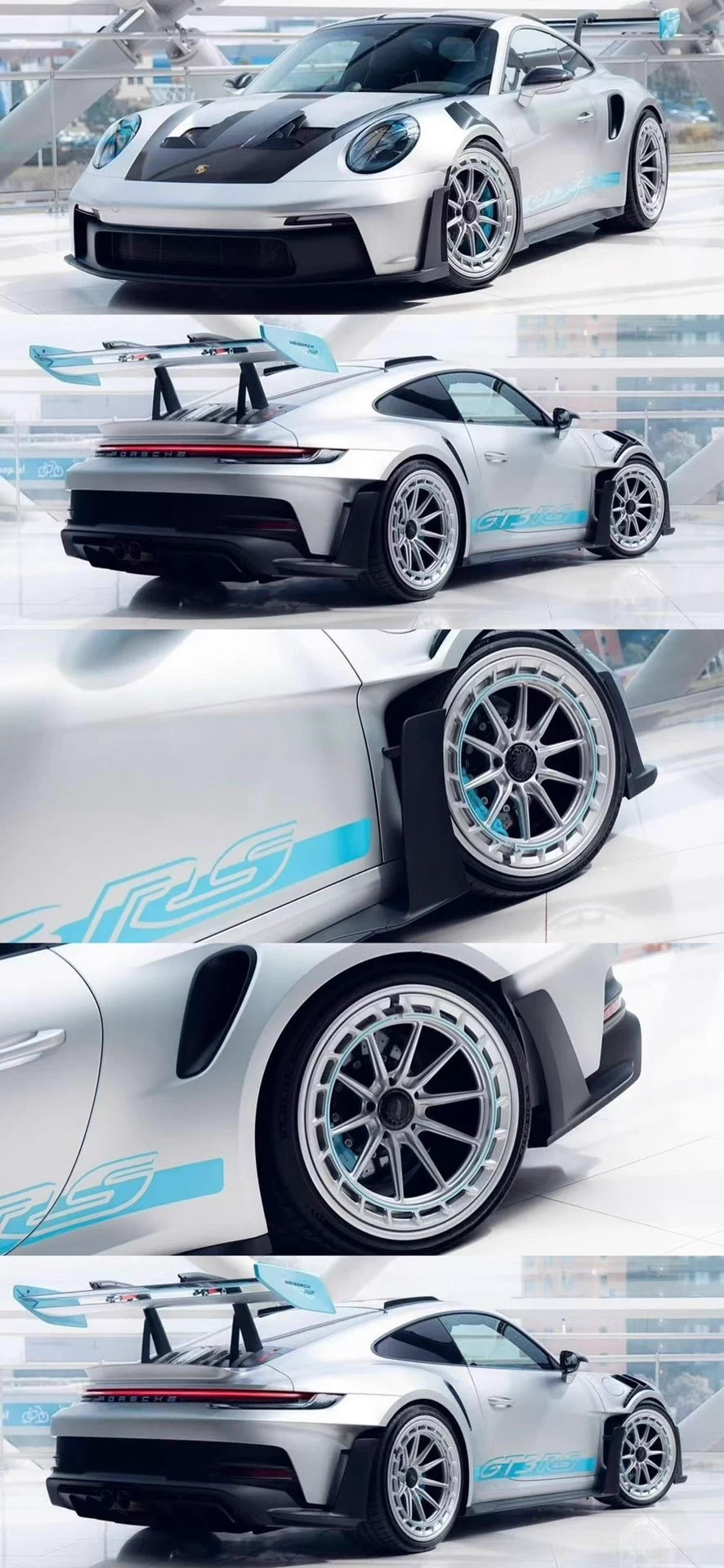 Davis & Giovanni 1/18 Porsche 911 GT3 RS 992.1 Matte GT Silver Blue Limited 12 pcs