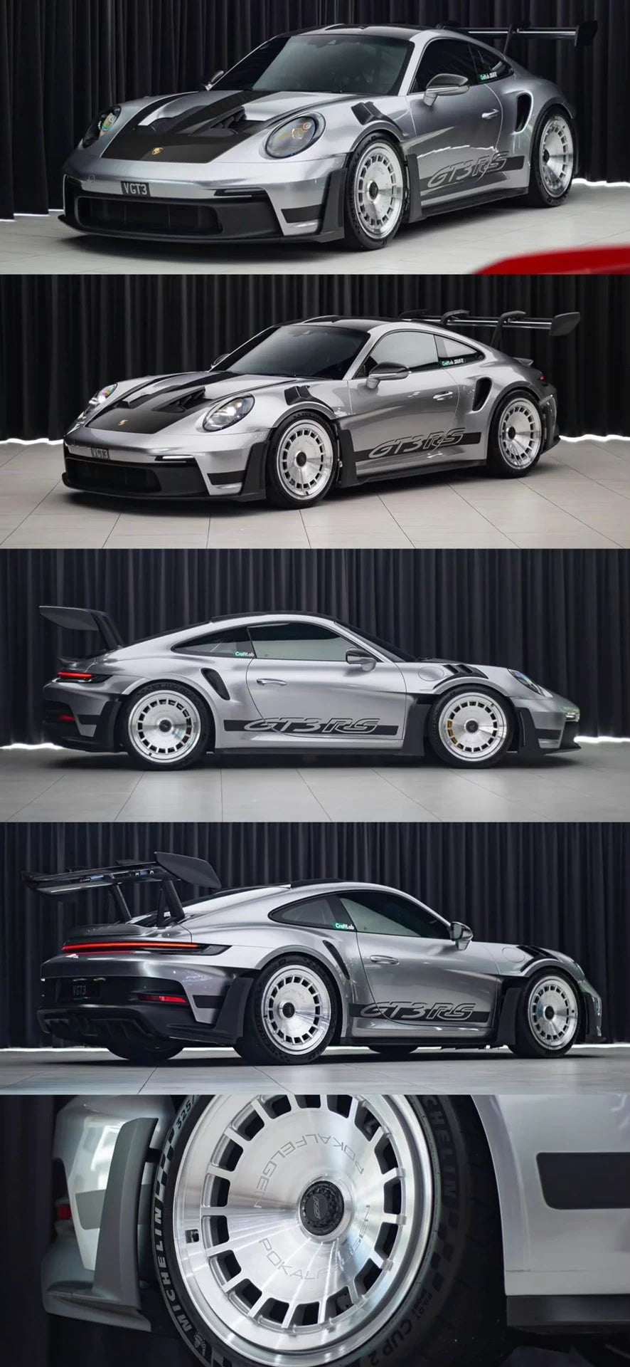 Davis & Giovanni 1/18 Porsche 911 GT3 RS 992.1 GT Silver Deep Dish Wheels