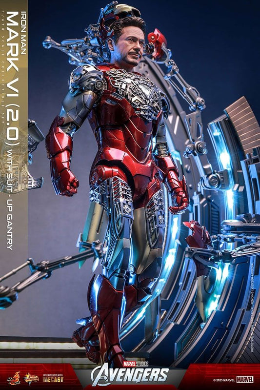 Hot Toys 1/6 MMS688-D53 Iron Man Mark VI (2.0) with Suit-Up Gantry – All Duties Included