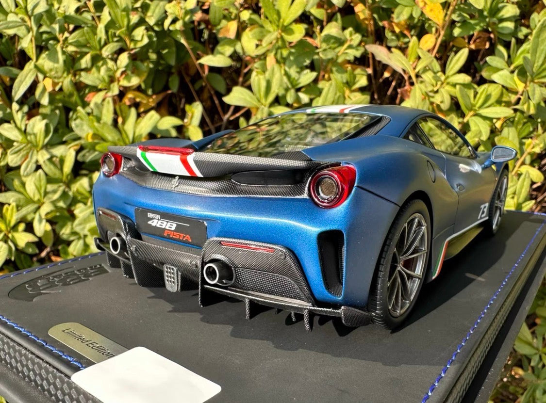 BBR 1/18 Ferrari 488 Pista Matte Blue Tricolore Limited Edition