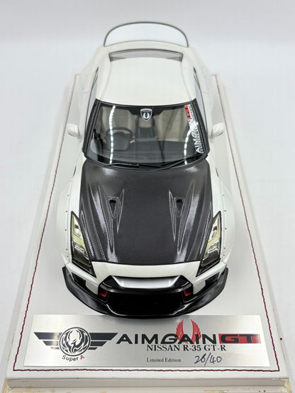 Scale Model Super A Nissan R35 GT-R Aimgain GT 1:18 White - immagine 3