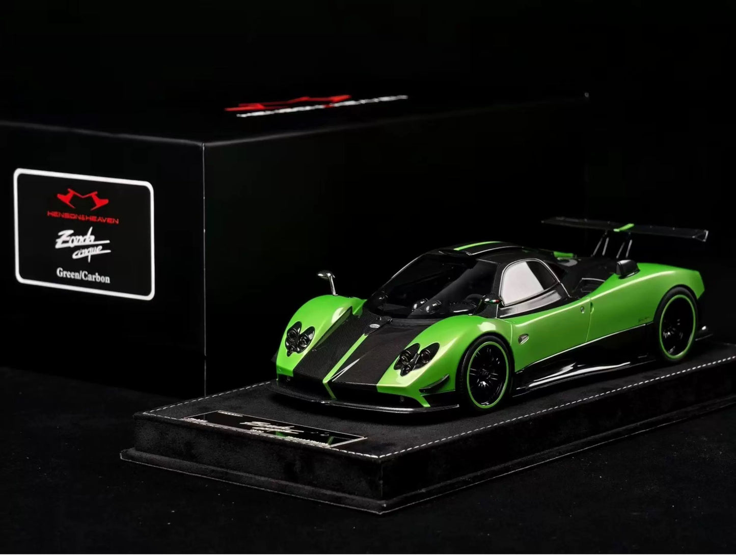 HH Model 1/18 Pagani Zonda Cinque Resin Model Green Carbon