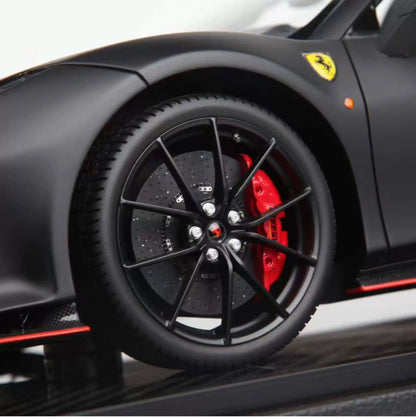 BBR 1/12 Ferrari 488 Pista Spider Resin Model Matte Black Racing Livery