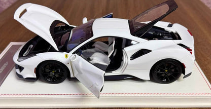 DM Model 1/18 Ferrari 488 Pista Fully Open Resin White Model