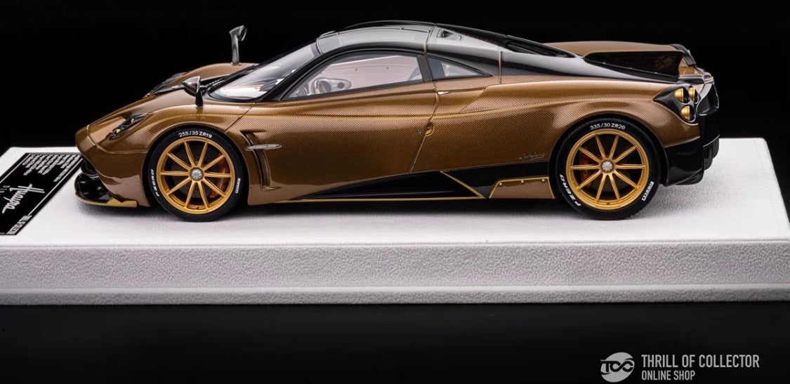 FuelMe Pagani Huayra Dinastia Brown Carbon Gold Wheels 1/18 Resin Model Limited 50