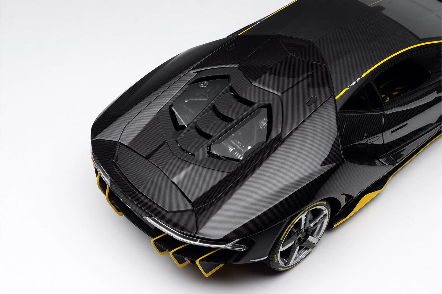 Amalgam 1/8 Lamborghini Centenario – Carbon Black with Yellow Accents | Air Shipping from China