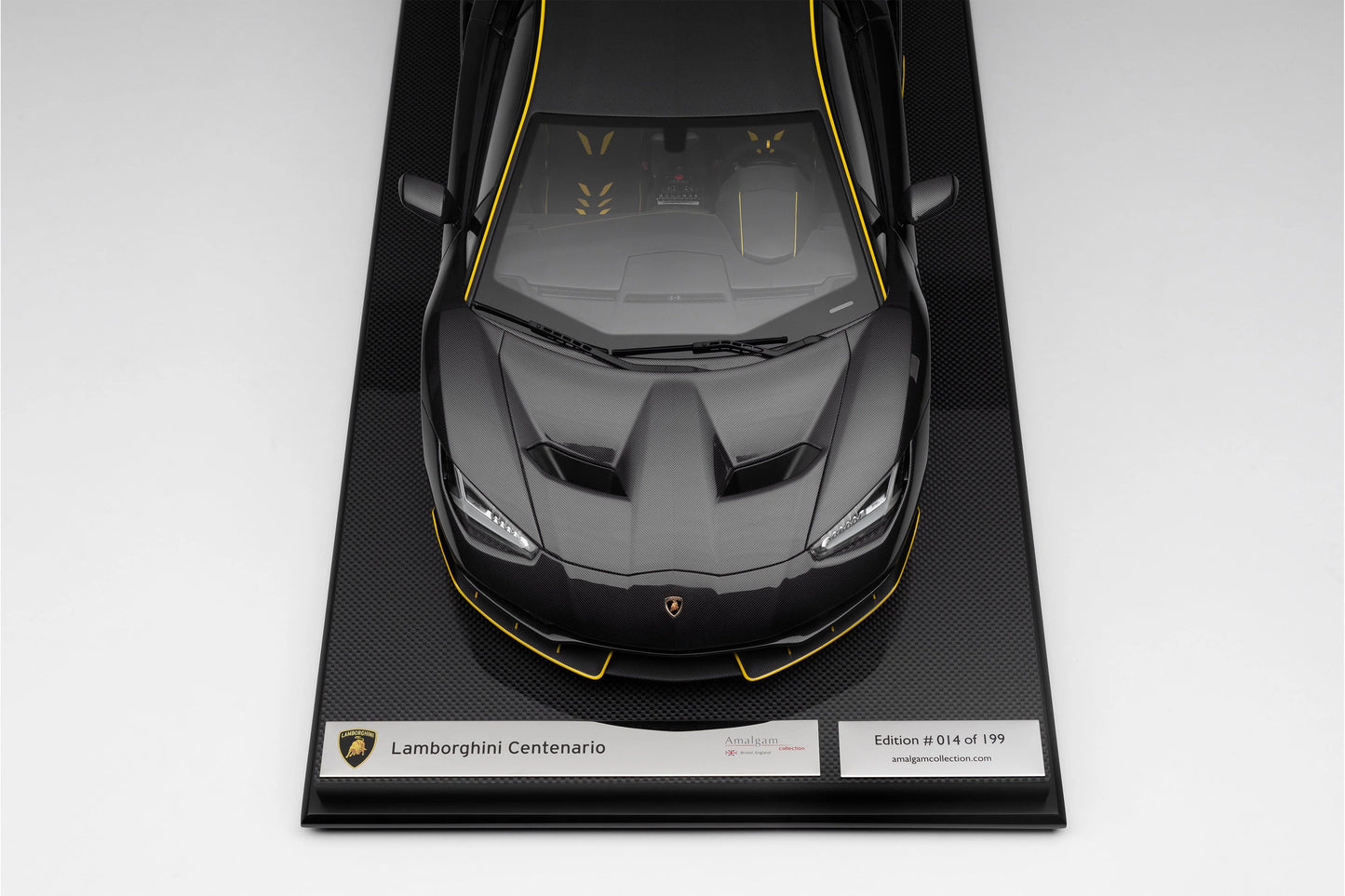 Amalgam 1/8 Lamborghini Centenario – Carbon Black with Yellow Accents | Air Shipping from China