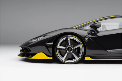 Amalgam 1/8 Lamborghini Centenario – Carbon Black with Yellow Accents | Air Shipping from China