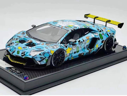 LBWK 1/18 Lamborghini Aventador 2.0 KAWS Blue Resin Model