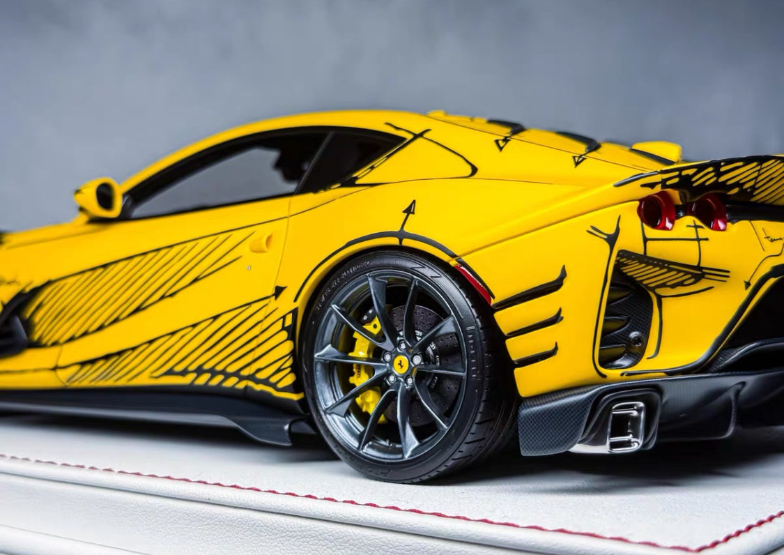 Davis&Giovanni 1/18 ferrari 812 competizione matte yellow resin model – limited 20