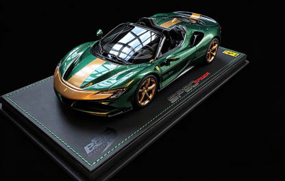 BBR 1/18 Ferrari SF90 Spider Bespoke Metallic Green Gold Flake Limited 15