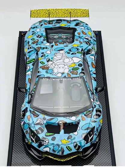 LBWK 1/18 Lamborghini Aventador 2.0 KAWS Blue Resin Model