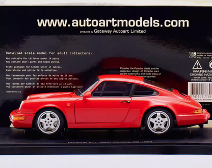 AUTOart 1:18 Porsche 964 RS 1992 Red Diecast Model