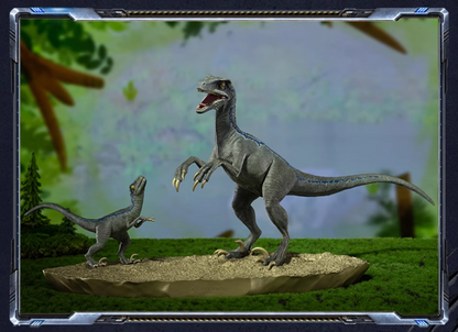 Tongshifu Velociraptor and Baby Dinosaur Brass Sculpture – Limited Edition 999 Pieces – Handcrafted Art Collectible for Home or Office Display (4.2kg)