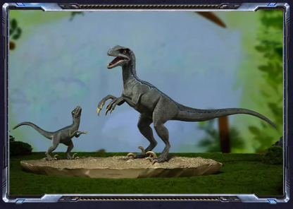 Tongshifu Velociraptor and Baby Dinosaur Brass Sculpture – Limited Edition 999 Pieces – Handcrafted Art Collectible for Home or Office Display (4.2kg)