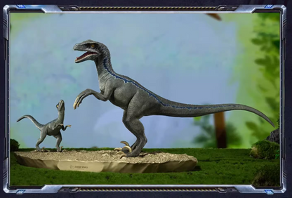 Tongshifu Velociraptor and Baby Dinosaur Brass Sculpture – Limited Edition 999 Pieces – Handcrafted Art Collectible for Home or Office Display (4.2kg)