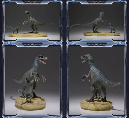 Tongshifu Velociraptor and Baby Dinosaur Brass Sculpture – Limited Edition 999 Pieces – Handcrafted Art Collectible for Home or Office Display (4.2kg)