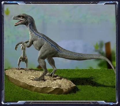Tongshifu Velociraptor and Baby Dinosaur Brass Sculpture – Limited Edition 999 Pieces – Handcrafted Art Collectible for Home or Office Display (4.2kg)