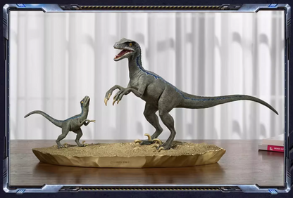 Tongshifu Velociraptor and Baby Dinosaur Brass Sculpture – Limited Edition 999 Pieces – Handcrafted Art Collectible for Home or Office Display (4.2kg)