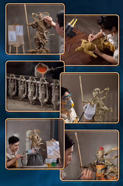 Tongshifu Velociraptor and Baby Dinosaur Brass Sculpture – Limited Edition 999 Pieces – Handcrafted Art Collectible for Home or Office Display (4.2kg)