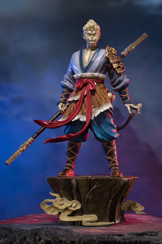 Statua in ottone del Re Scimmia TONGSHIFU, Wukong Eroico, Full Metal, Stile Mito Nero