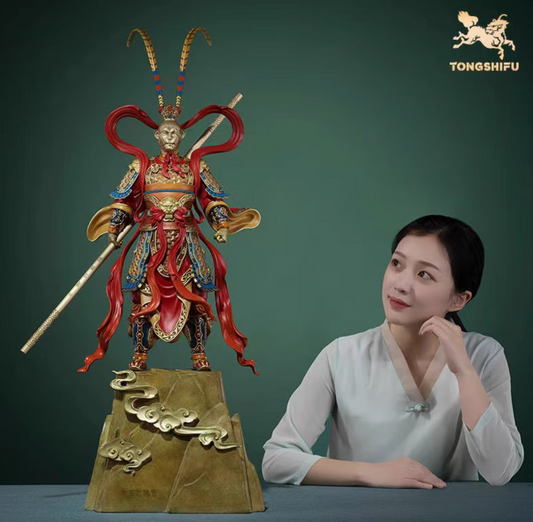 Statua in ottone del Re Scimmia TONGSHIFU, leggendario Sun Wukong, interamente in metallo x66666
