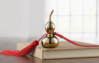 TONGSHIFU Brass Calabash Gourd Desktop Ornament Lucky Charm Mini Art Decor