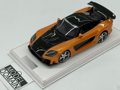 ONE MODEL 1:18 Mazda RX-7 (FD3S) VeilSide Fortune — Orange/Black Resin Model
