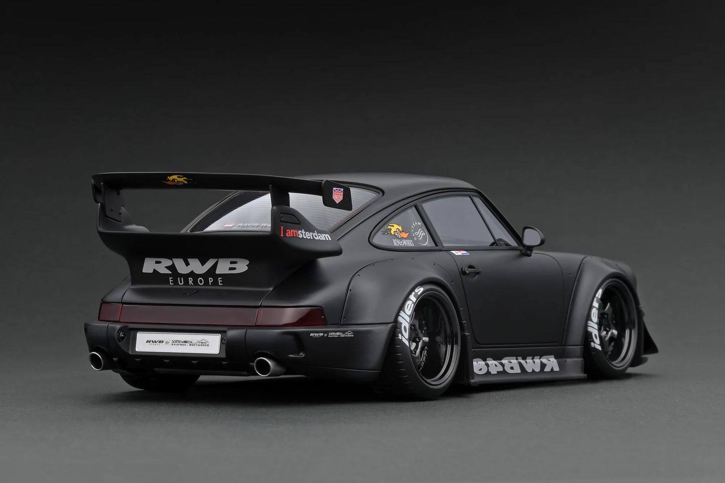 Ignition Model 1/18 RWB 964 Matte Black Resin Model Car IG2463