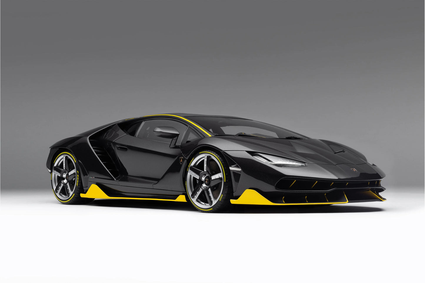 Amalgam 1/8 Lamborghini Centenario – Carbon Black with Yellow Accents | Air Shipping from China