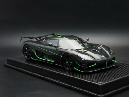 VMB 1/18 Koenigsegg Agera R+ Full Carbon Green Stripe Resin Model