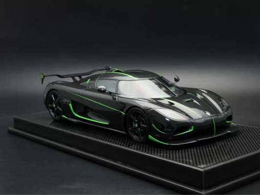 VMB 1/18 Koenigsegg Agera R+ Full Carbon Green Stripe Resin Model