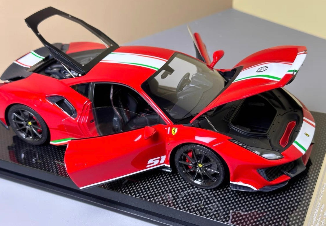 DM PRO 1/18 Ferrari 488 Pista Piloti Fully Open Resin Carbon Base No.51