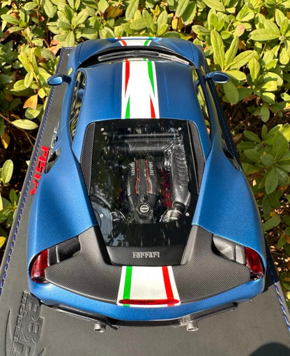 BBR 1/18 Ferrari 488 Pista Matte Blue Tricolore Limited Edition
