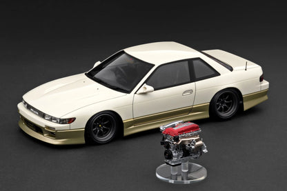 Ignition Model 1/18 Vertex S13 Silvia White/Gold SR20DET Engine IG3589