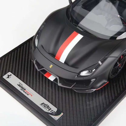 BBR 1/12 Ferrari 488 Pista Spider Resin Model Matte Black Racing Livery